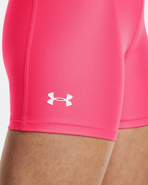Women's HeatGear® Mid-Rise Middy Shorts, Pink, pdpMainDesktop image number 3
